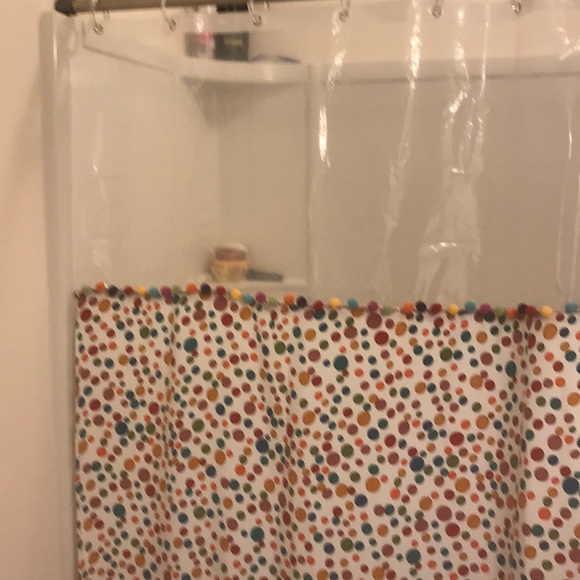 πΎπHost PickπΎπPomPom Colorful Shower Curtainπ - Picture 3 of 7